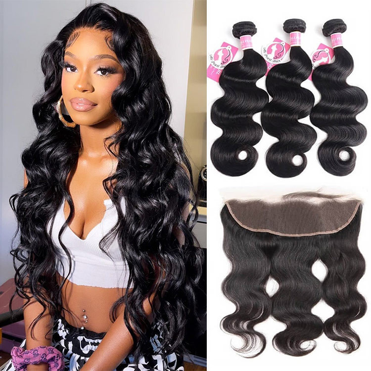Ship In 24 Hours Alipearl Body Wave 3 Bundles With 13x4 Lace Frontal Brazilian Hair