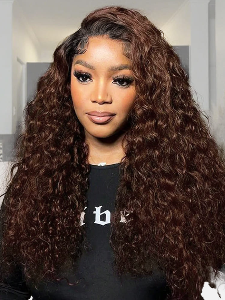 ホールナイン　スライベアー　PK　BLK　Gベア Mocha brown hair color loose deep 6*8 lace front wig ready to go