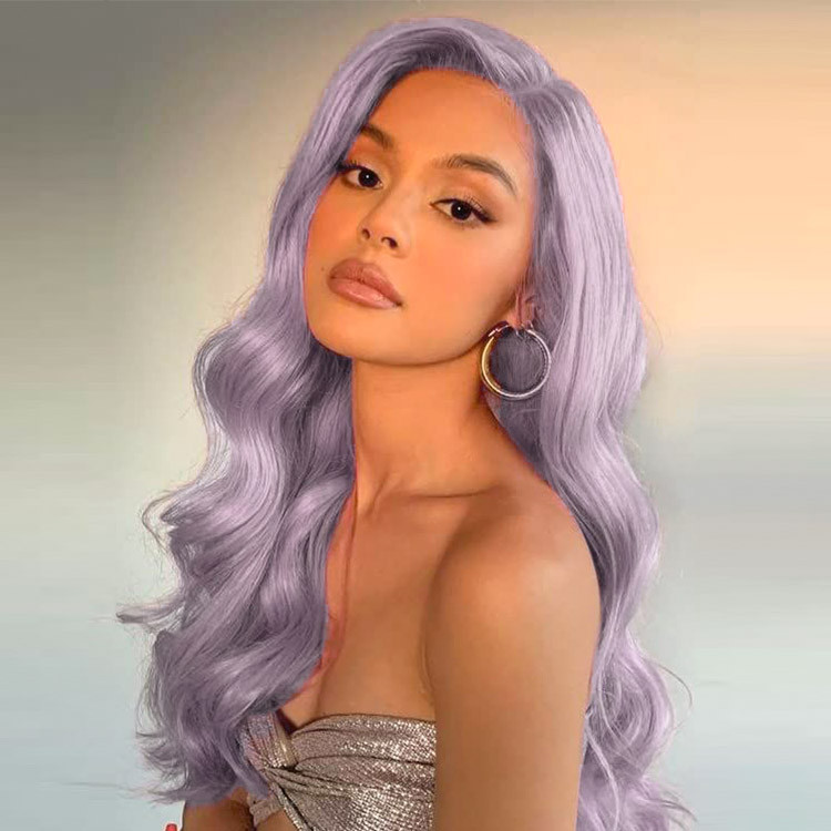 Lavender Color Body Wave Human Hair Lace Wigs For Fashion Women -Alipearl  Hair