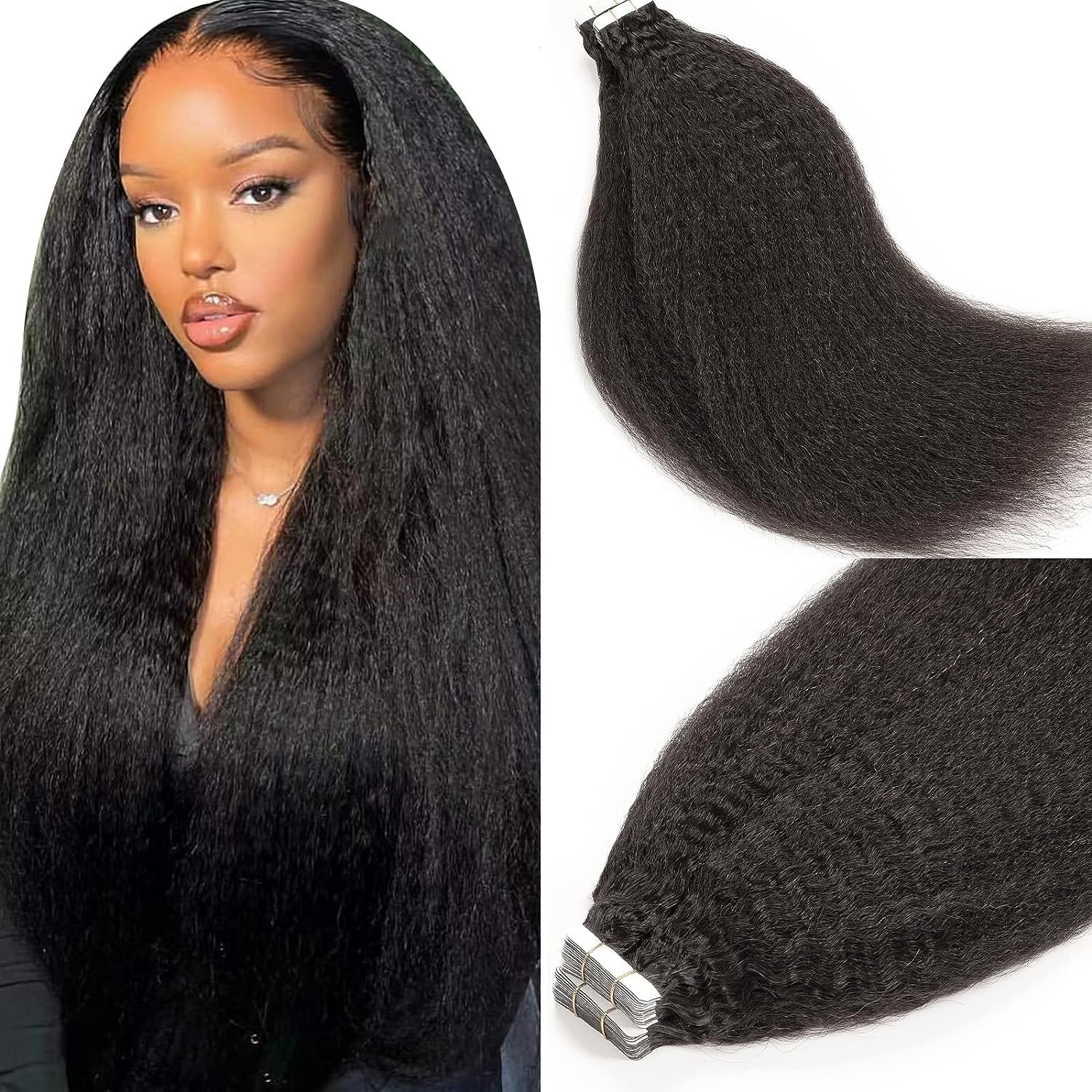 Yaki Straight Tape In Hair Extensions Kinky Straight Human Hair Extensions Alipearl Hair