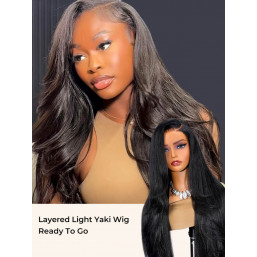 Ready To Go Side Part Layered Cut Light Kinky Straight Wig