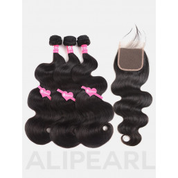 Mink Brazilian Hair Weave Body Wave With Lace Closure -Alipearl Hair