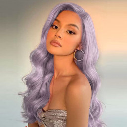 Lavender Color Body Wave Human Hair Lace Wigs For Fashion  display picture 1