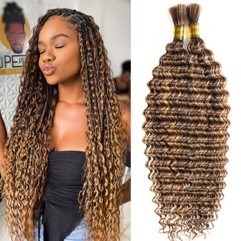 Deep Wave 4/27 Color Hair Bulk Human Braiding Hair No Weft 100g
