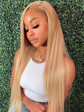 Invisible Drawstring】#27 Honey Blonde 360 GLUELESS HD Lace