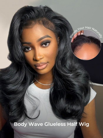 Flip Over Body Wave Half Wigs With Drawstring Ready To Go  display picture 2