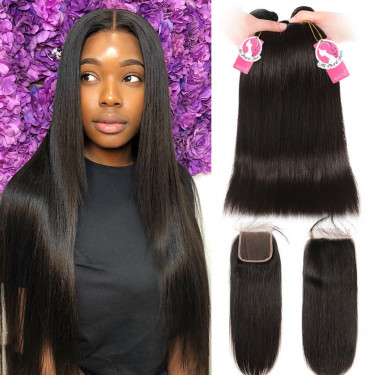 Brazilian hair 3 bundles with closure outlet