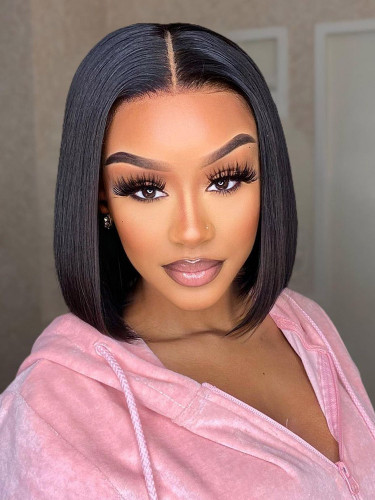Short Bob Lace Front Wigs Brazilian Virgin Human Hair Full Lace Wig Short Bob Cut With  main image 4