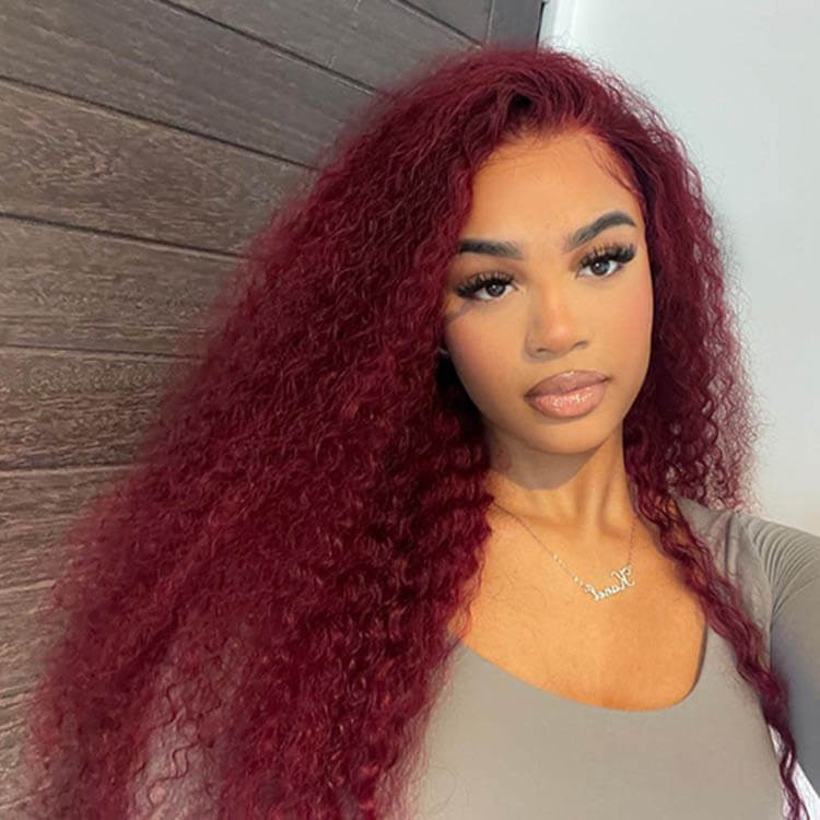 Alipearl Red Auburn Hair Wigs Curly Human Hair Lace Front Wigs With Baby Hair