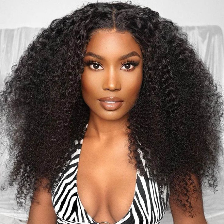 Wear & Go Wigs-Black Curly Hair Wigs Short Kinky Curly Lace Closure Wigs  With Pre-bleached Knots -Alipearl Hair