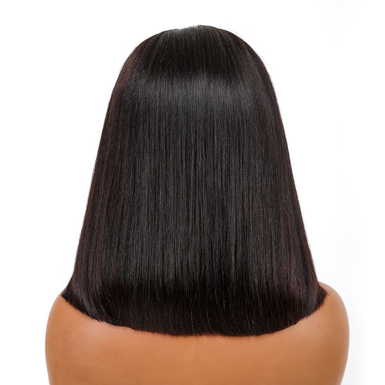 Short Straight Bob Wig With Bangs 5*5 Closure Wig