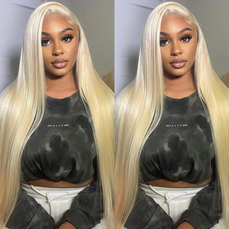 Ali Pearl Full Lace Wigs 613 Straight Human Hair with Baby Hair Blonde  Color -Alipearl Hair