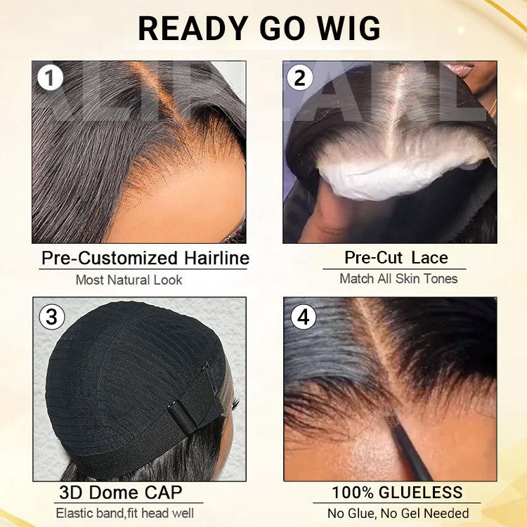 Wear And Go Glueless Human Hair Wig Pre Cut Yaki Straight Glueless