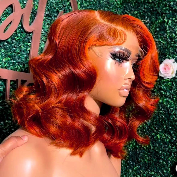 Wiwigs - Posh Short Asymmetric Bob Hairstyle Dark Copper Red Ladies Wig