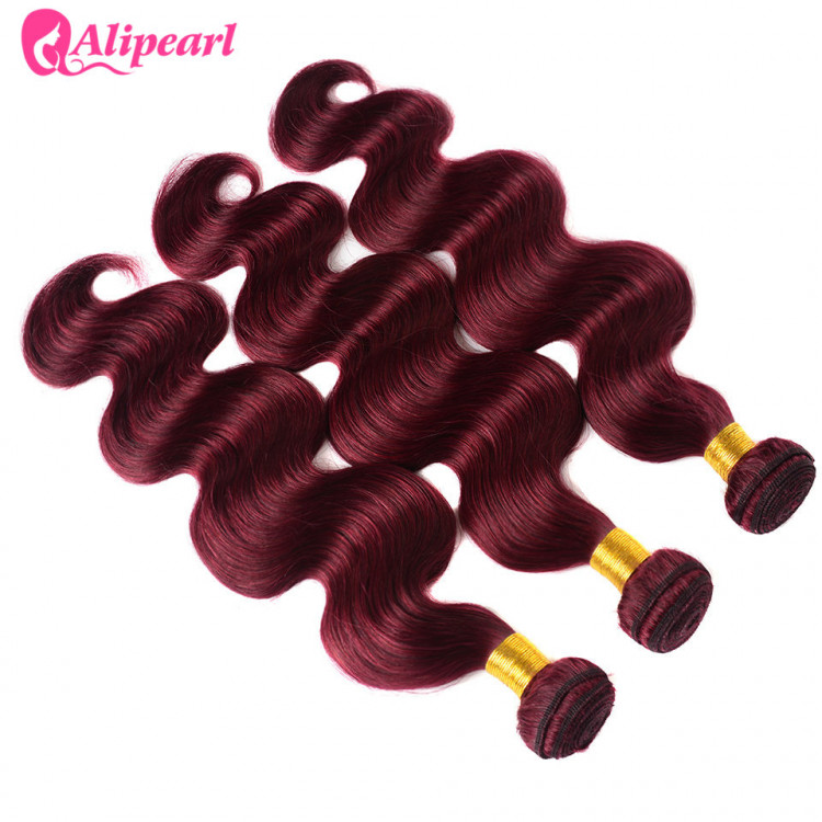 Brazilian Body Wave Bundles Human Hair 99J Pre Colored Hair Weave Alipearl Hair