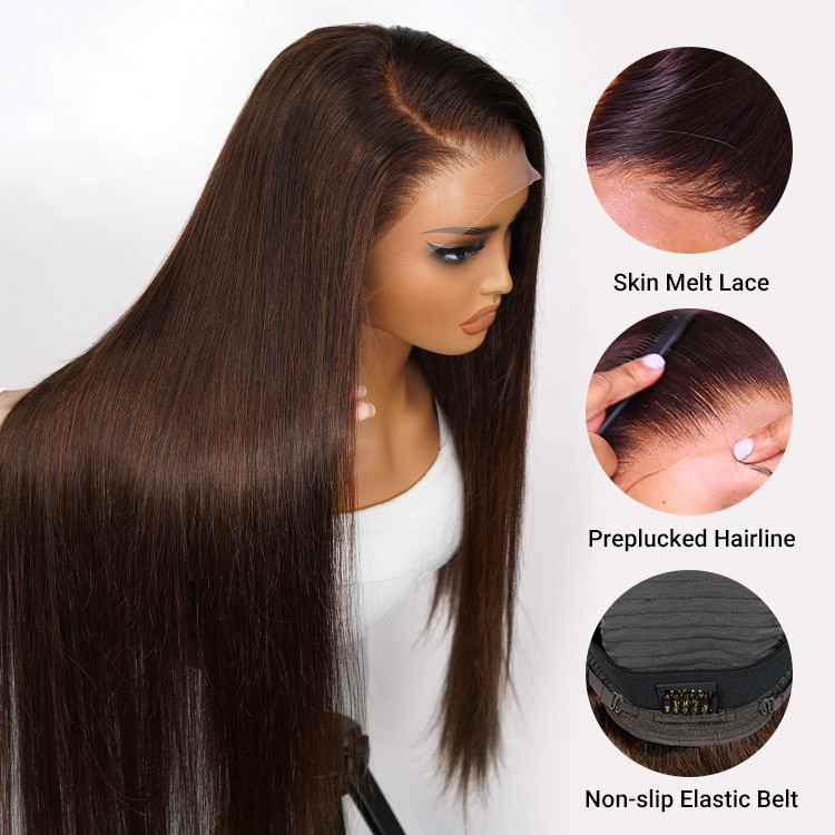 4 Dark Brown Lace Front Wigs Colored Human Hair Wigs With Baby Hair Alipearl Hair