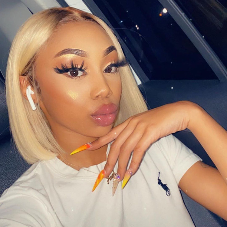Straight top bob blonde