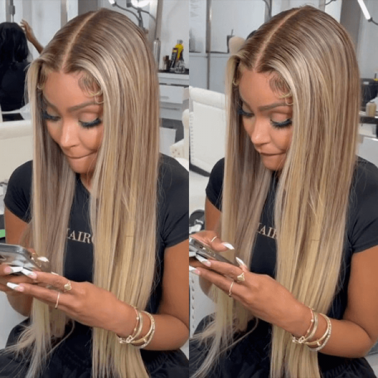 Straight blonde hair with highlights online