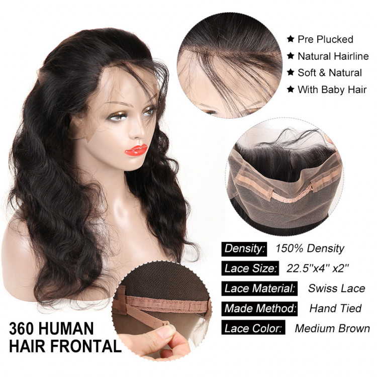 Ali Pearl Body Wave Malaysian Virgin Hair 3 Bundles with 360 Frontal Alipearl Hair