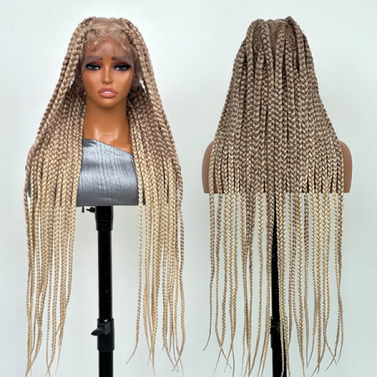 29 Long Box Braided Wigs Front Lace Braids Wig Synthetic Ombre