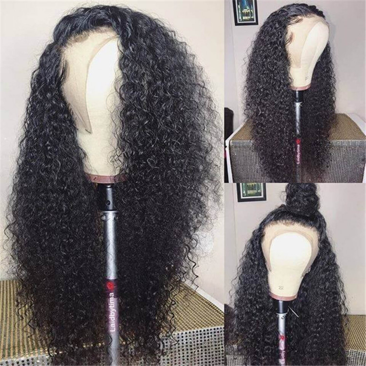 Long Curly Wigs Pre Plucked Human Hair Curly Lace Front Wig