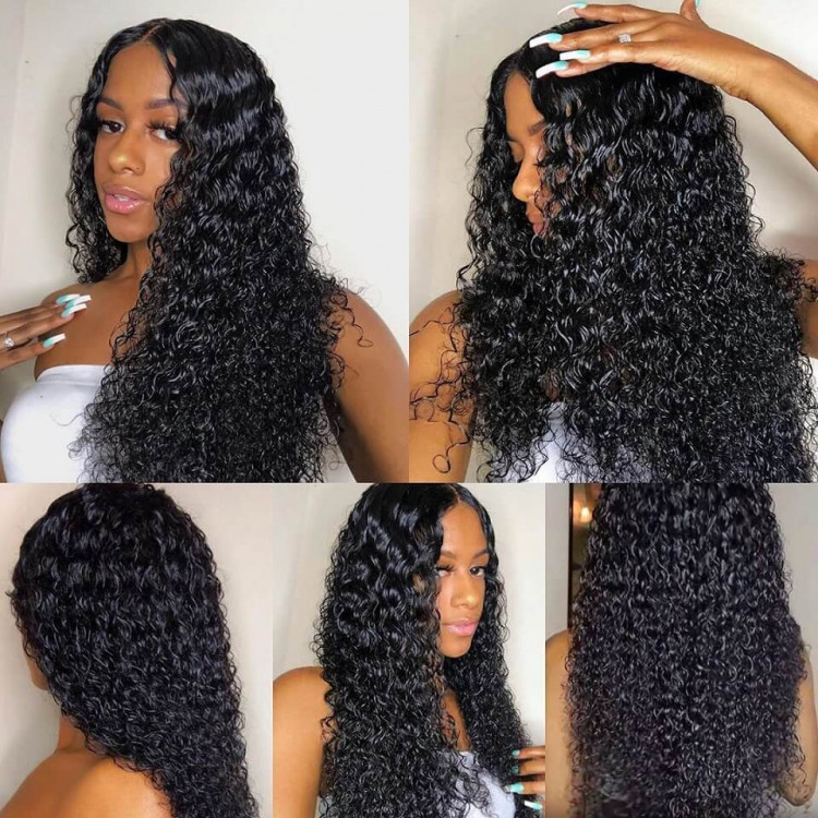 Long Curly Wigs Pre Plucked Human Hair Curly Lace Front Wig