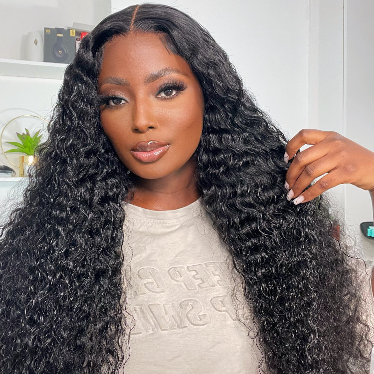 Ship In 24 Hours Glueless Ready To Go Deep Wave Transparent HD Lace Front Wigs