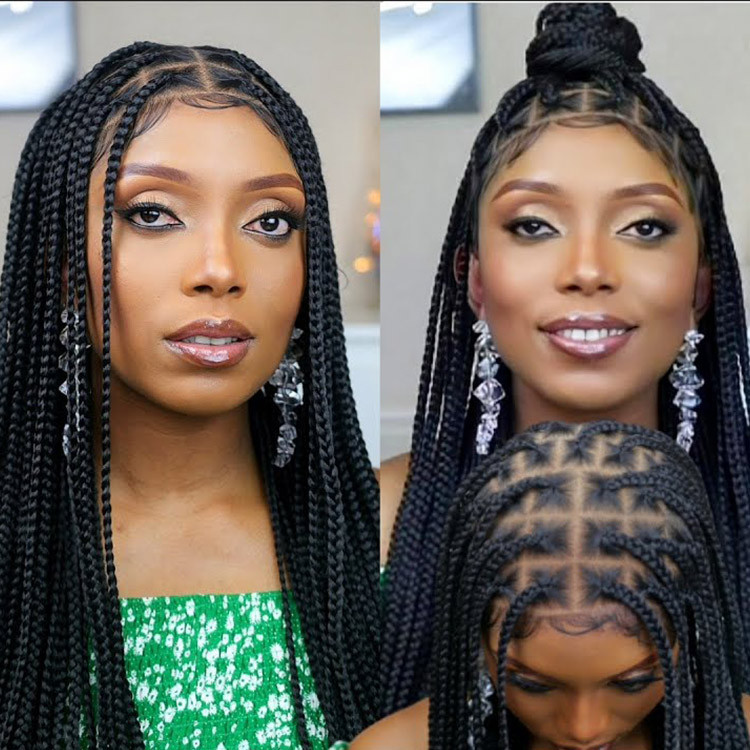 Glueless Lace Front Synthetic Box Braid Wig Realistic Beginner