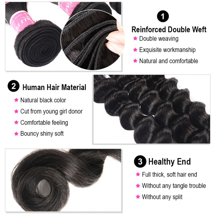 Ali Pearl Loose Deep Wave 3 Bundles/Packet Soft Brazilian Hair