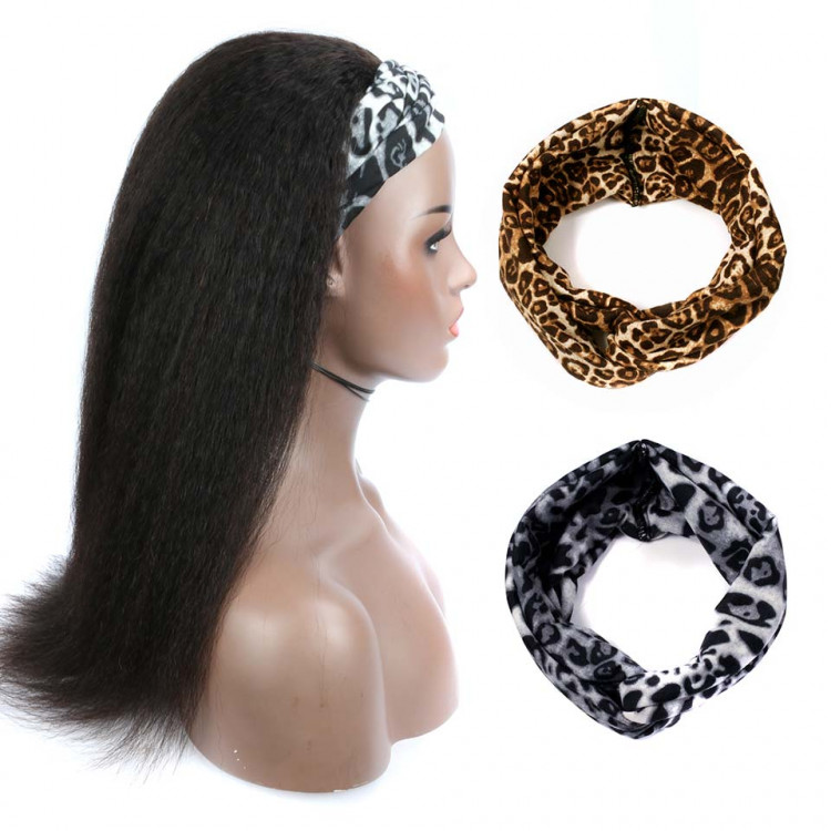 Yaki Headband Wigs Human Hair for Women Perruque Bandeau Cheveux Hu