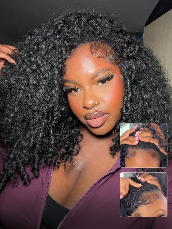 Burmese Curly Puffy Glueless Half Wig Easy To Wear 250 High Density