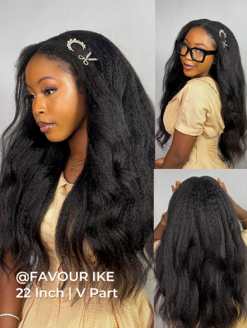  Kinky Straight U Part Wig Brazilian Human Hair Wig Yaki V Part Wigs