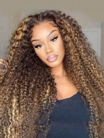 Highlight Human Hair Lace Front Wigs Deep Wave Ombre Lace Front Wigs