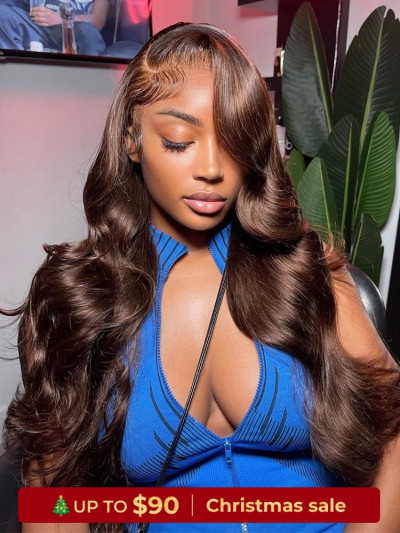 #4 Dark Brown Colored Human Hair Wigs Alipearl Skin Melt HD Lace Front Wigs