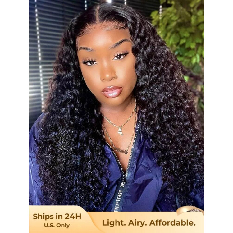 150% Density Water Wave Curly 5*5 Lace Closure Wigs Human Hair