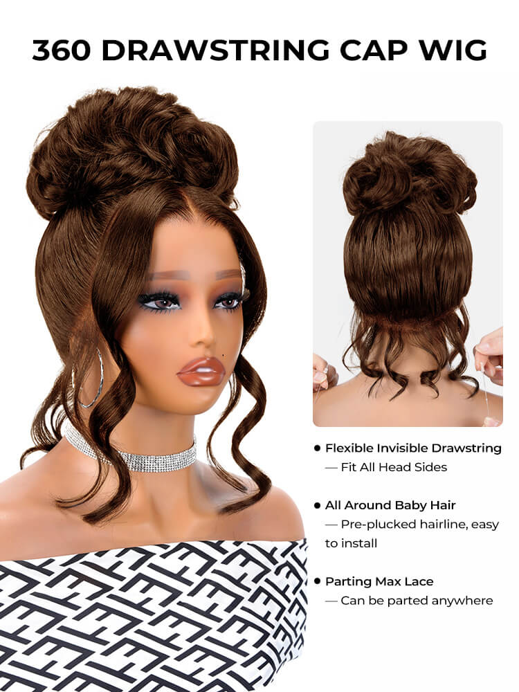 invisible drawstring cap 360 lace wigs