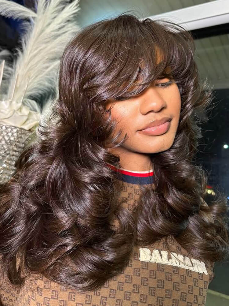 Dark Brown Loose Body Wave Wig