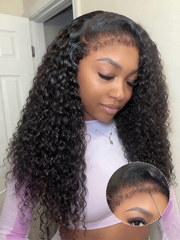 Jerry Curly HD Lace Closure Glueless Wig With 4C Edge Hairline
