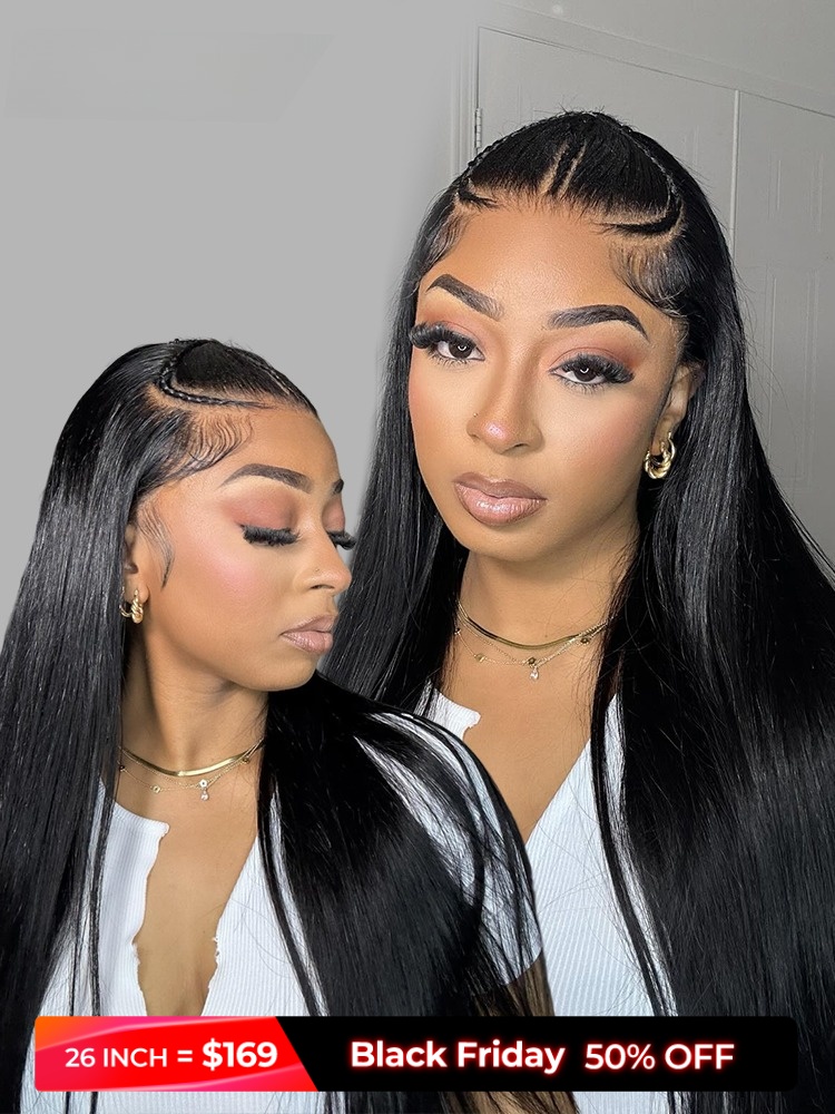 3 Braids Style Pre Braided Wig Glueless Straight 13x4 Lace Wig Human Hair