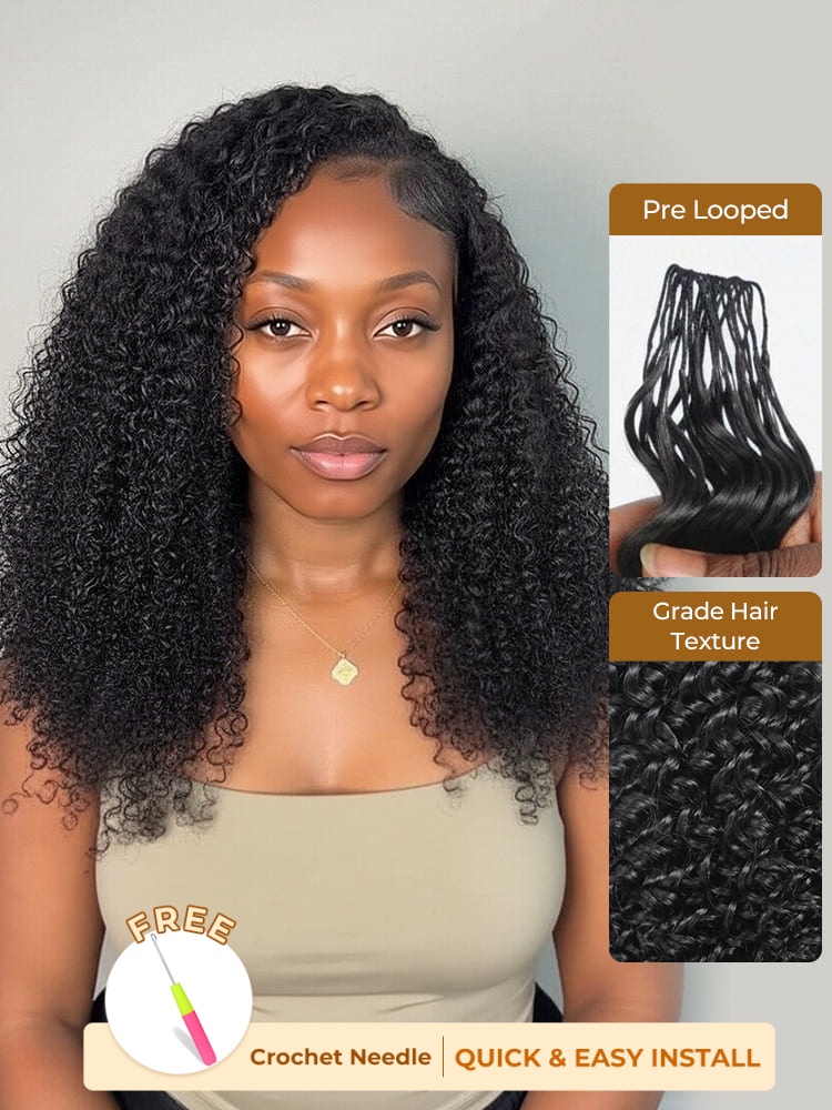 Human Crochet Hair Extensions Pre-Separated Easy Flip Over Method