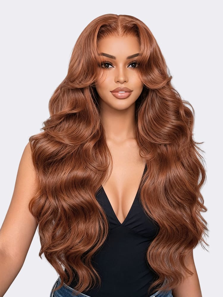 Copper Brown Body Wave 13x6 Lace Front Wig With Layered Cuts