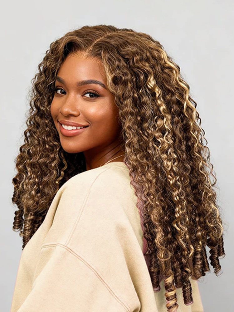 highlight burmese curly glueless wig