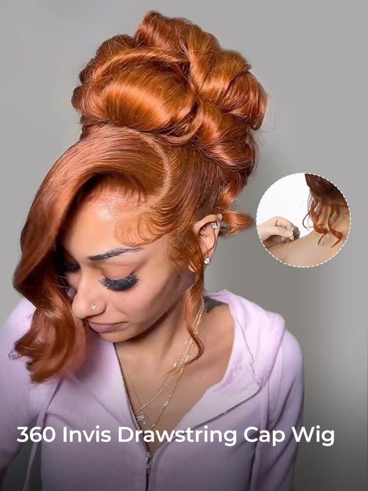 drawstring cap 360 lace body wave Wig
