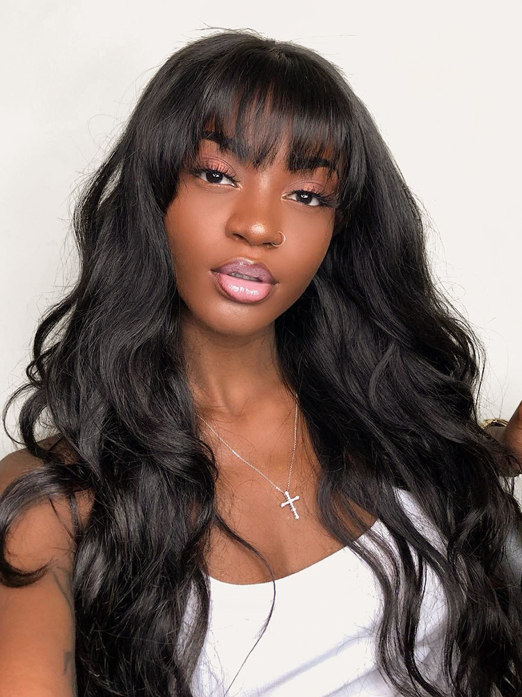 Human Hair Wig With Bangs