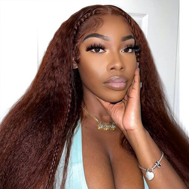 Red Brown Yaki Straight Wig