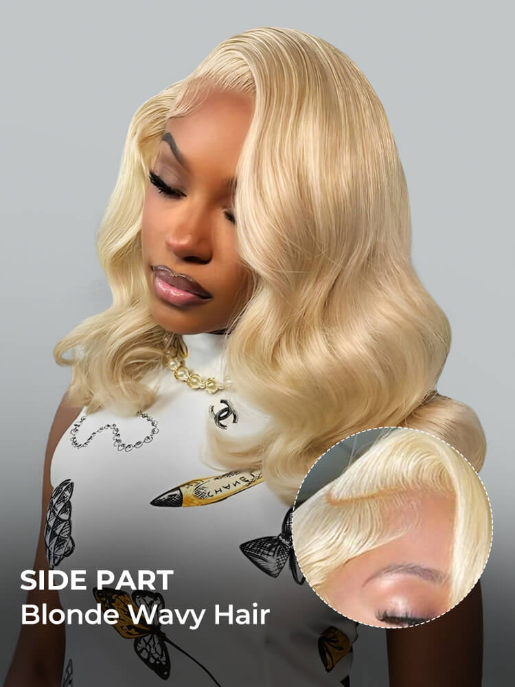 blonde side part wig