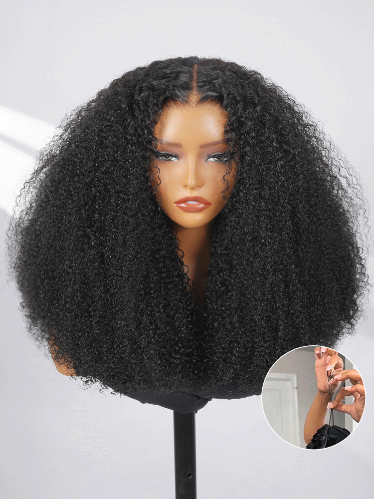 300% Density Bouncy Curly Drawstring 6x8 HD Lace Ready To Go Wig