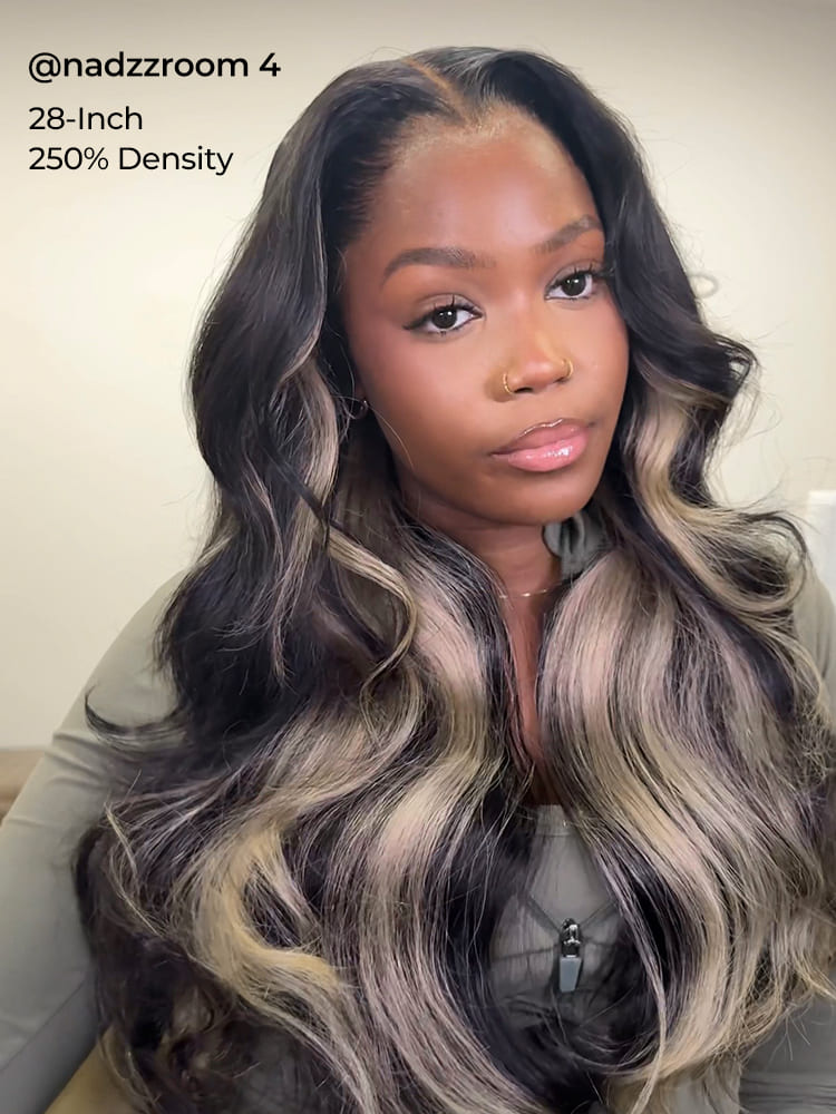 ash blonde body wave wig