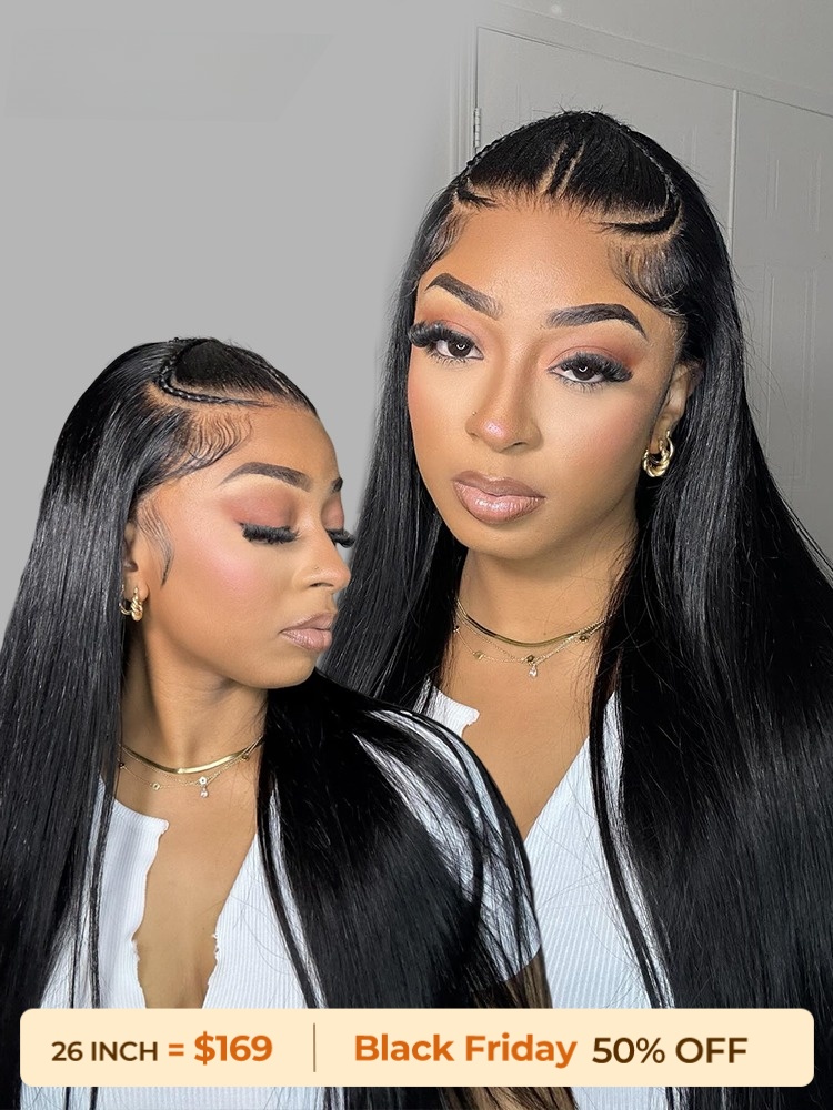 3 Braids Style Pre Braided Wig Glueless Straight 13x4 Lace Wig Human Hair
