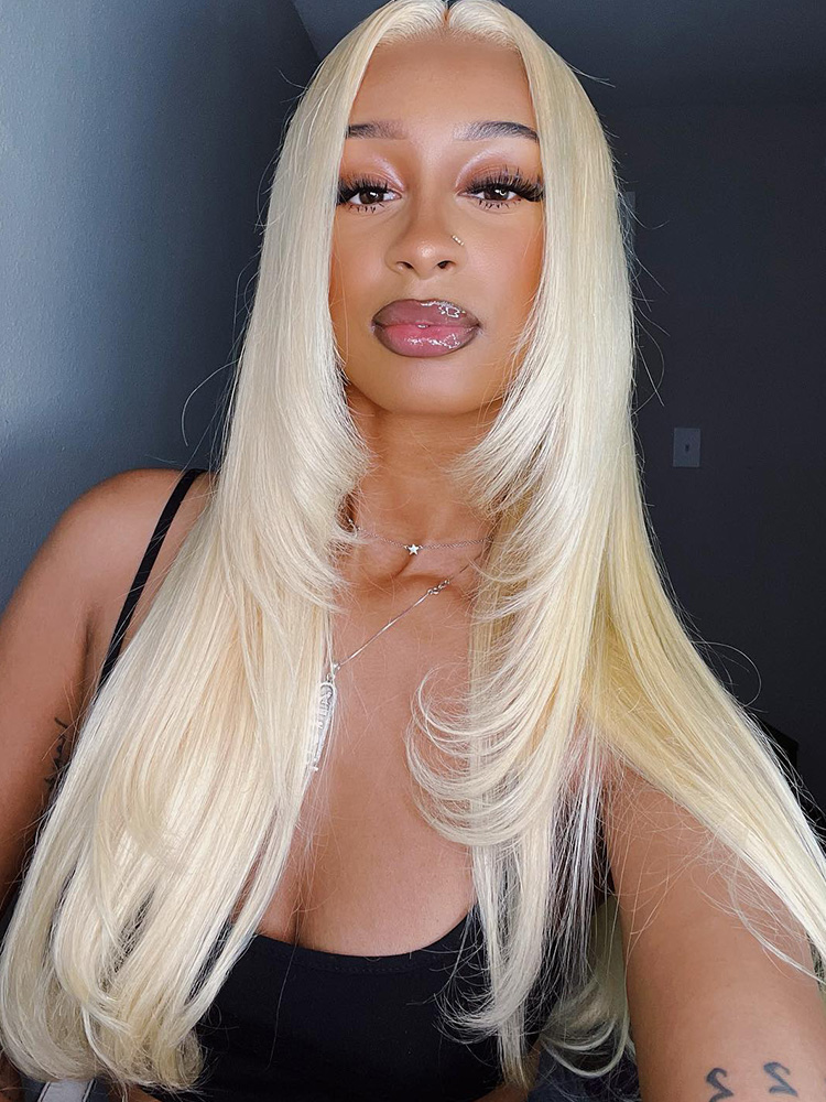 Silky Straight Wig Blonde Color